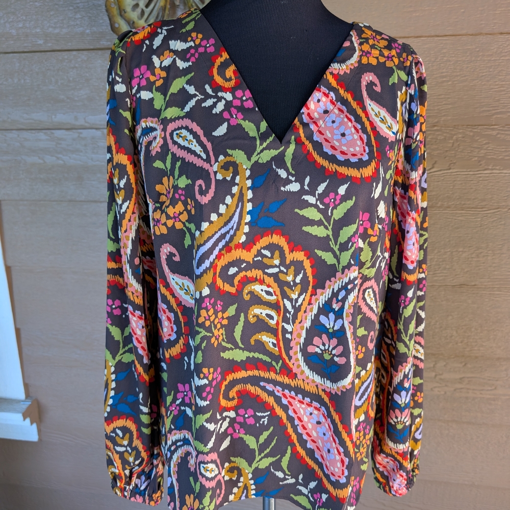 Belle by Kim Gravel Pink and Orange Graphic Blouse